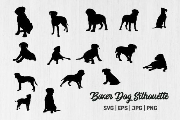 Boxer Dog Silhouettes Svg