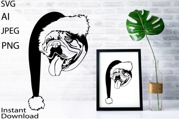 Christmas Bull Dog Svg Png Jpg Ai