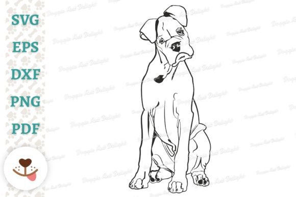 Female White Boxer Dog SVG PNG Cut File