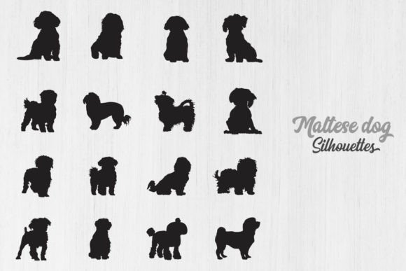 Maltese Dog Silhouettes, Dog SVG
