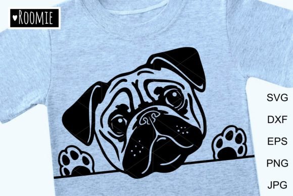 Peeking Pug Dog Svg