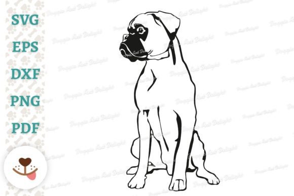 Sitting Boxer Dog SVG Vector Cut File